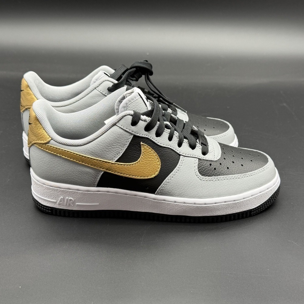 Nike Air Force 1 Low 'Nike By You' Grey Gray Black‎ Gold Women's 8 All In NWOT